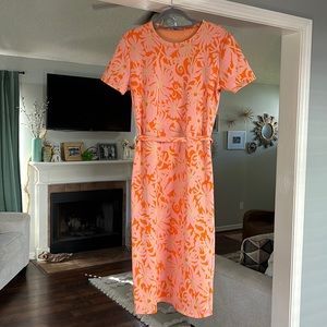 Zara Orange and pink bodycon dress